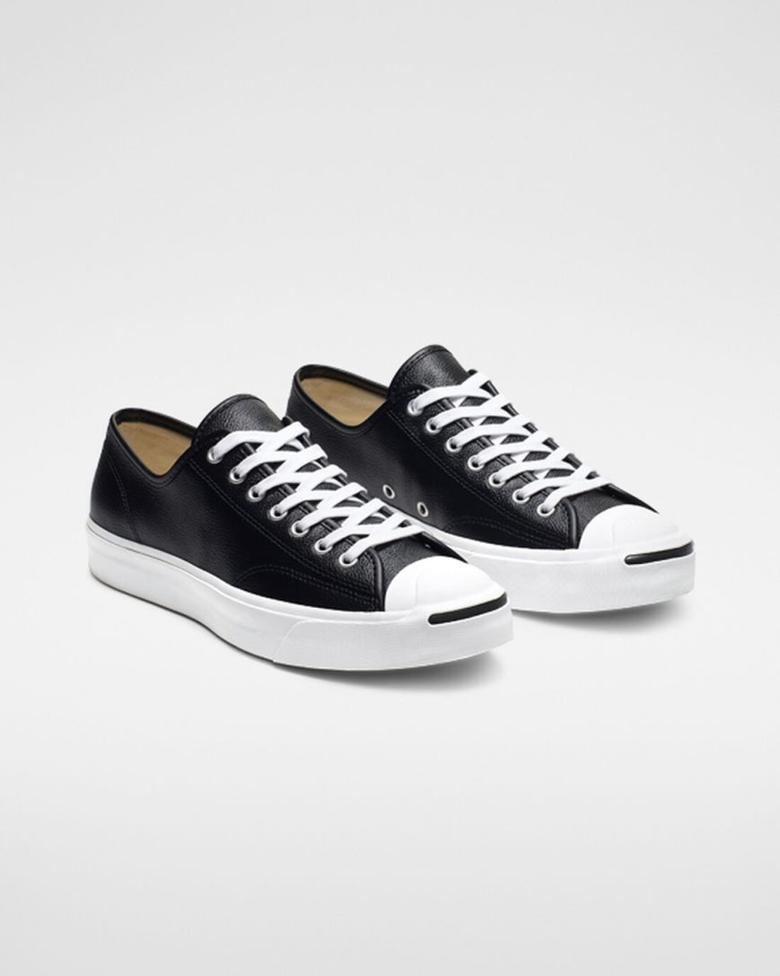 Tenisky Nizke Converse Jack Purcell Kozene Panske Čierne Biele | SK GAICS3